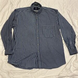 Vintage Van Heusen 417 Shirt Mens M Button Down Over Easy Casual 90s Blue‎